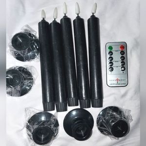 : 5 Kitch Aroma black flameless Candles & stands Battery & remote Operated LED